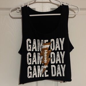 Women's Black Game Day Tank Top with Football Graphic